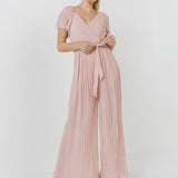 Pleated Surplice Jumpsuit