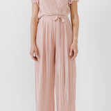 Pleated Surplice Jumpsuit