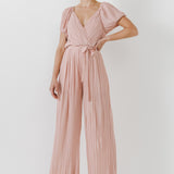 Pleated Surplice Jumpsuit