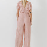 Pleated Surplice Jumpsuit