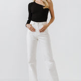 ENDLESS ROSE - Puff Sleeve One Shoulder Top - TOPS available at Objectrare