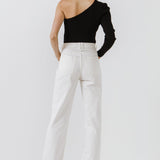 ENDLESS ROSE - Puff Sleeve One Shoulder Top - TOPS available at Objectrare