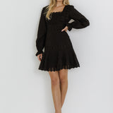 Square Neckline Lace Trim Dress