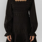 Square Neckline Lace Trim Dress