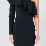 One Shoulder Knitted Mini Dress