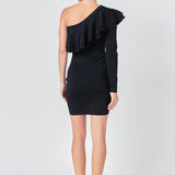 One Shoulder Knitted Mini Dress
