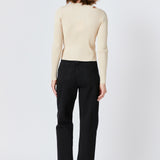 Cut Out Sweater Top with Round Neckline