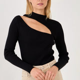 Cut Out Sweater Top with Round Neckline