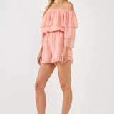 Off-shouldered Romper with Stitch Detail