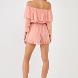 Off-shouldered Romper with Stitch Detail