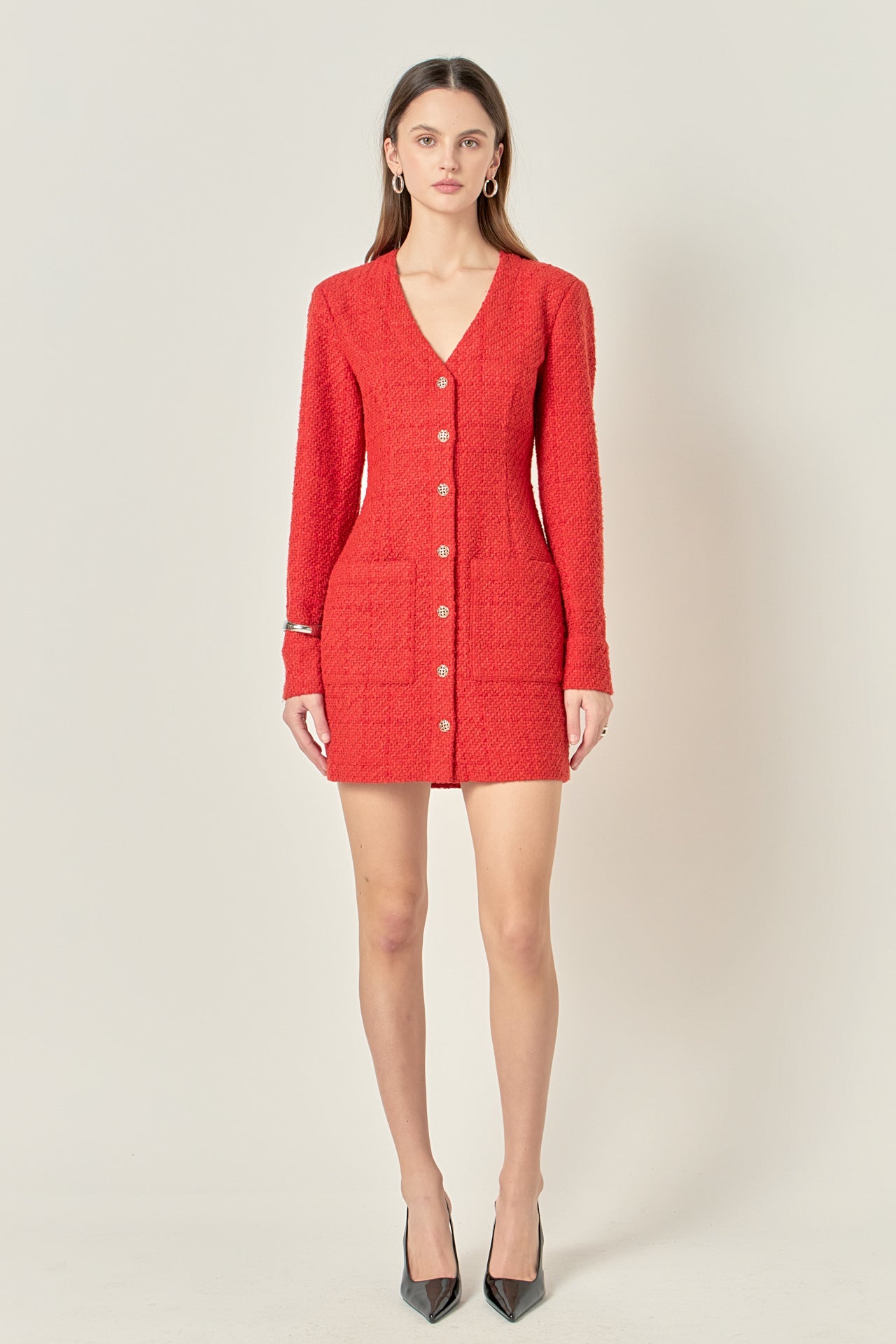 Textured Button Down Dress