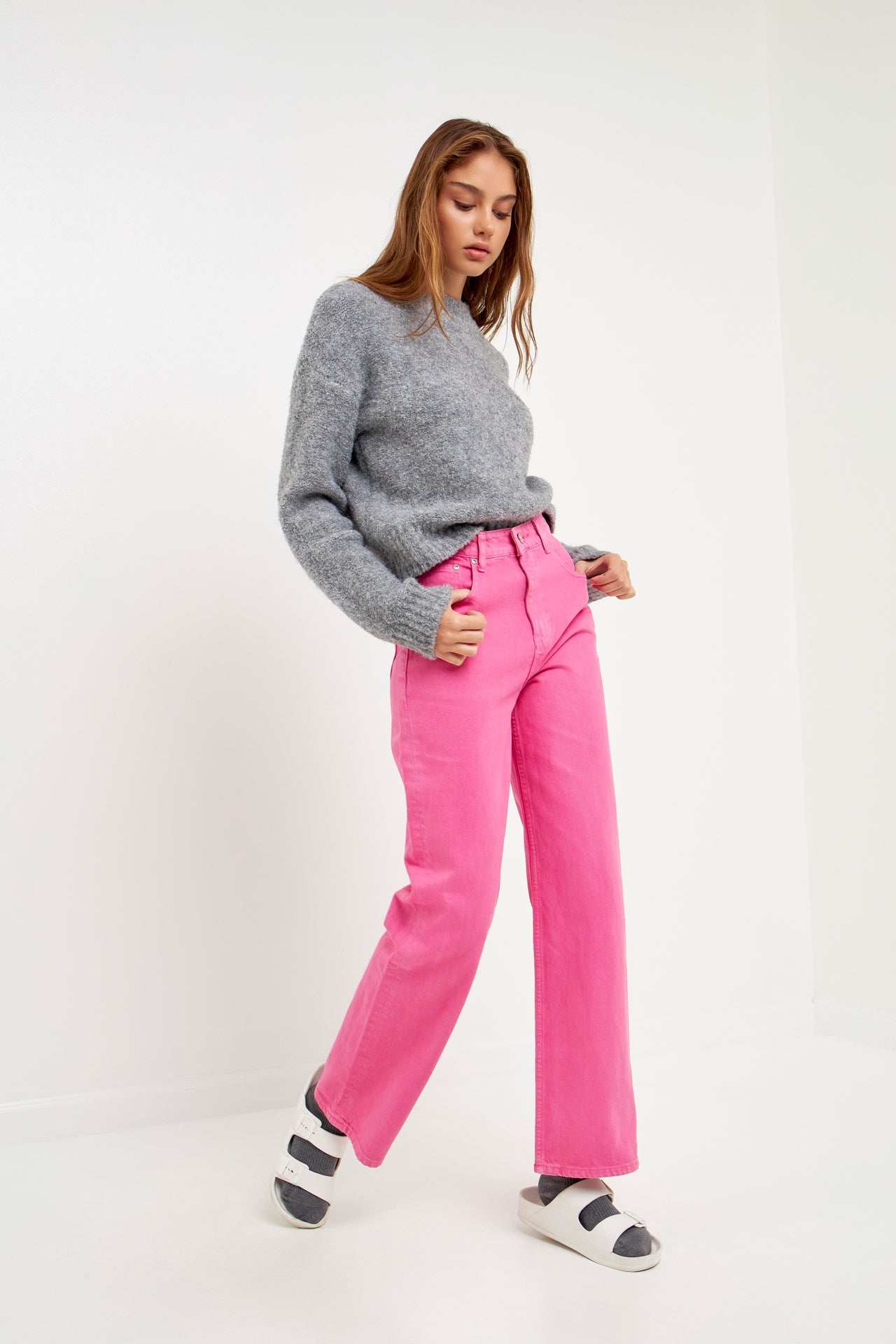 GREY LAB-Color Full Length Wide Leg Jean-JEANS available at Objectrare