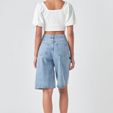 Knotted Top with Short Puff Sleeves