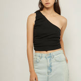 Ruched One Shoulder Crop Top