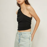 Ruched One Shoulder Crop Top