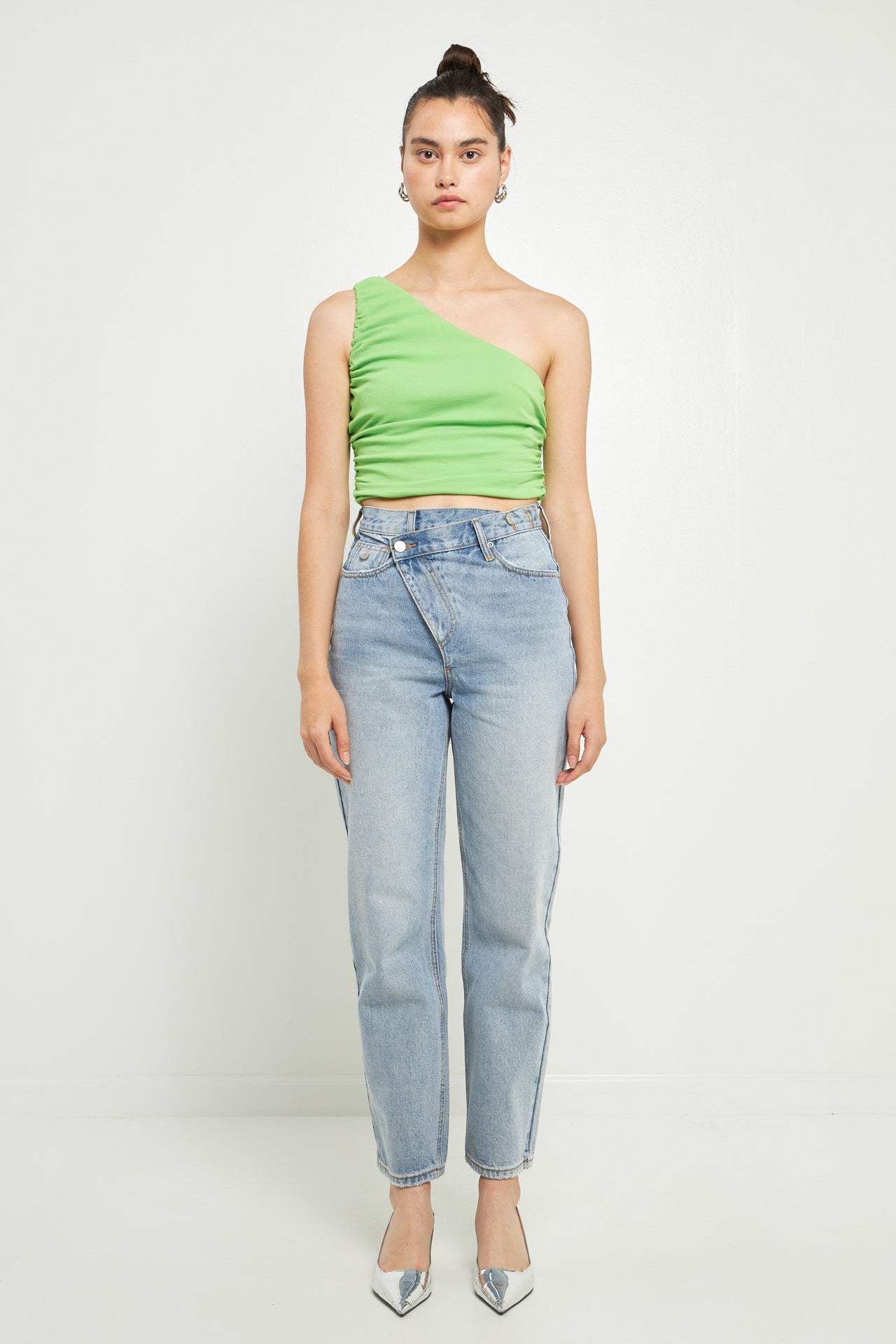 Ruched One Shoulder Crop Top