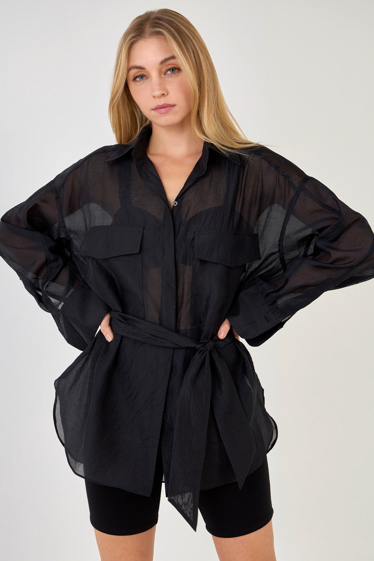 GREY LAB-Sheer Overshirt-SHIRTS & BLOUSES available at Objectrare