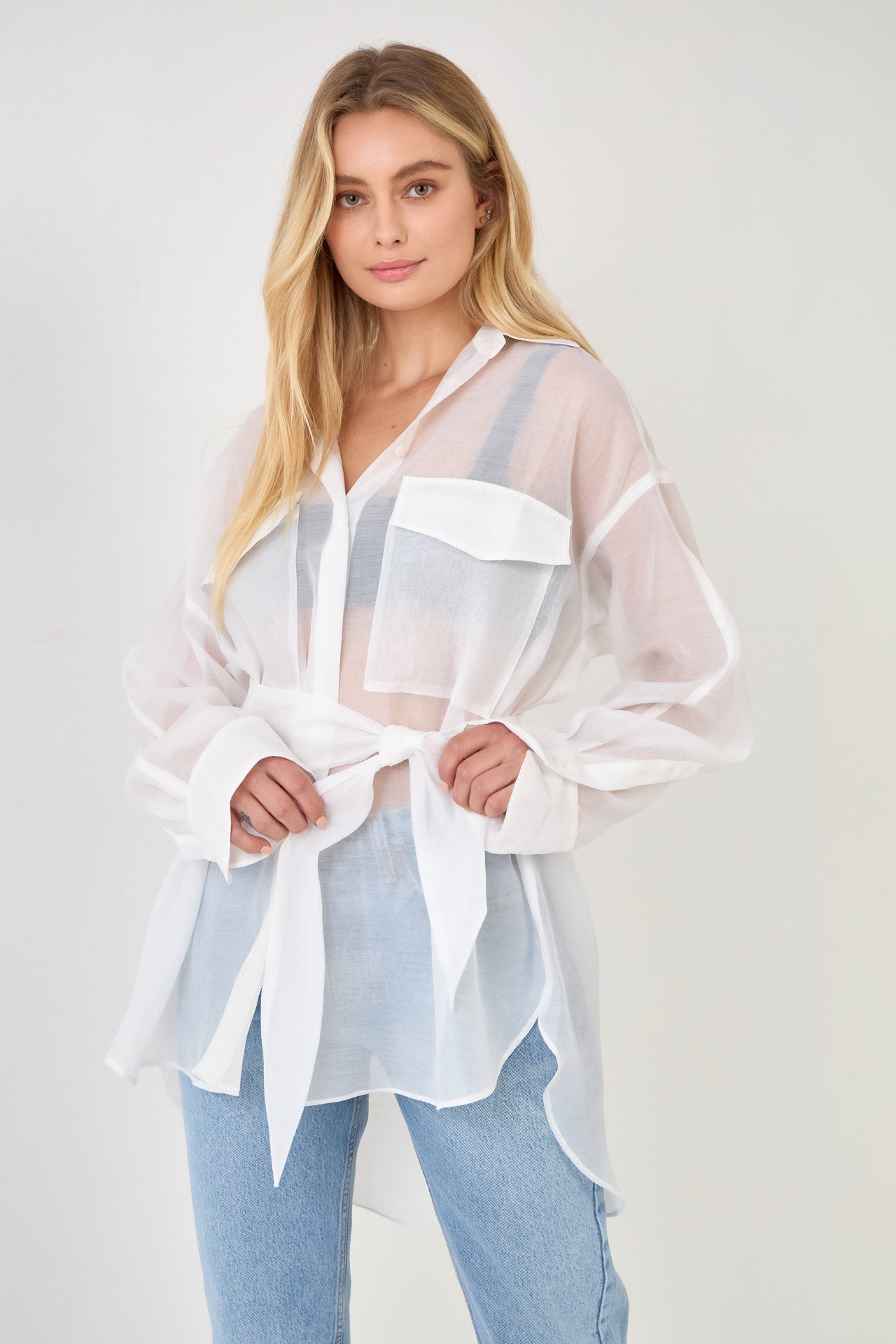 GREY LAB-Sheer Overshirt-SHIRTS & BLOUSES available at Objectrare