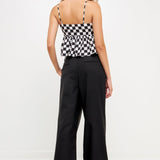 GREY LAB-Knotted Checker Print Top-TOPS available at Objectrare