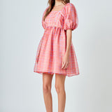 Checker Puff Mini Dress