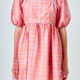 Checker Puff Mini Dress