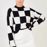 GREY LAB-Checkerboard Knit Sweater-SWEATERS & KNITS available at Objectrare