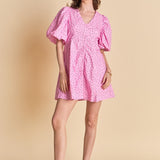 Floral Print Mini Dress with Button Detail