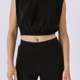 Pleated Shoulder Pad Top