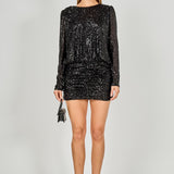 Ruched Sequin Mini Dress