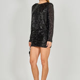Ruched Sequin Mini Dress