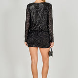 Ruched Sequin Mini Dress