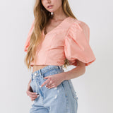 Exaggerated Sleeve Crop Top