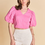 Exaggerated Sleeve Crop Top