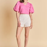 Exaggerated Sleeve Crop Top