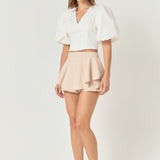 Exaggerated Sleeve Crop Top