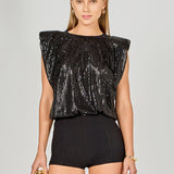 Sequin Shoulder Pad Top