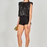 Sequin Shoulder Pad Top