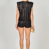 Sequin Shoulder Pad Top