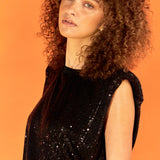 Sequin Shoulder Pad Top - Final Sale