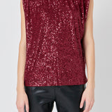 Sequin Shoulder Pad Top - Final Sale