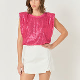 Sequin Shoulder Pad Top