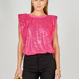 Sequin Shoulder Pad Top