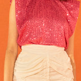 Sequin Shoulder Pad Top - Final Sale