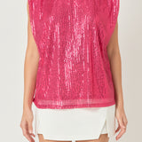 Sequin Shoulder Pad Top