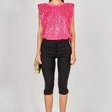 Sequin Shoulder Pad Top