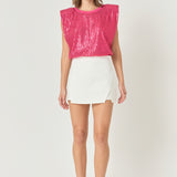 Sequin Shoulder Pad Top