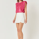Sequin Shoulder Pad Top