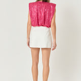 Sequin Shoulder Pad Top