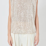 Sequin Shoulder Pad Top