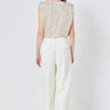 Sequin Shoulder Pad Top